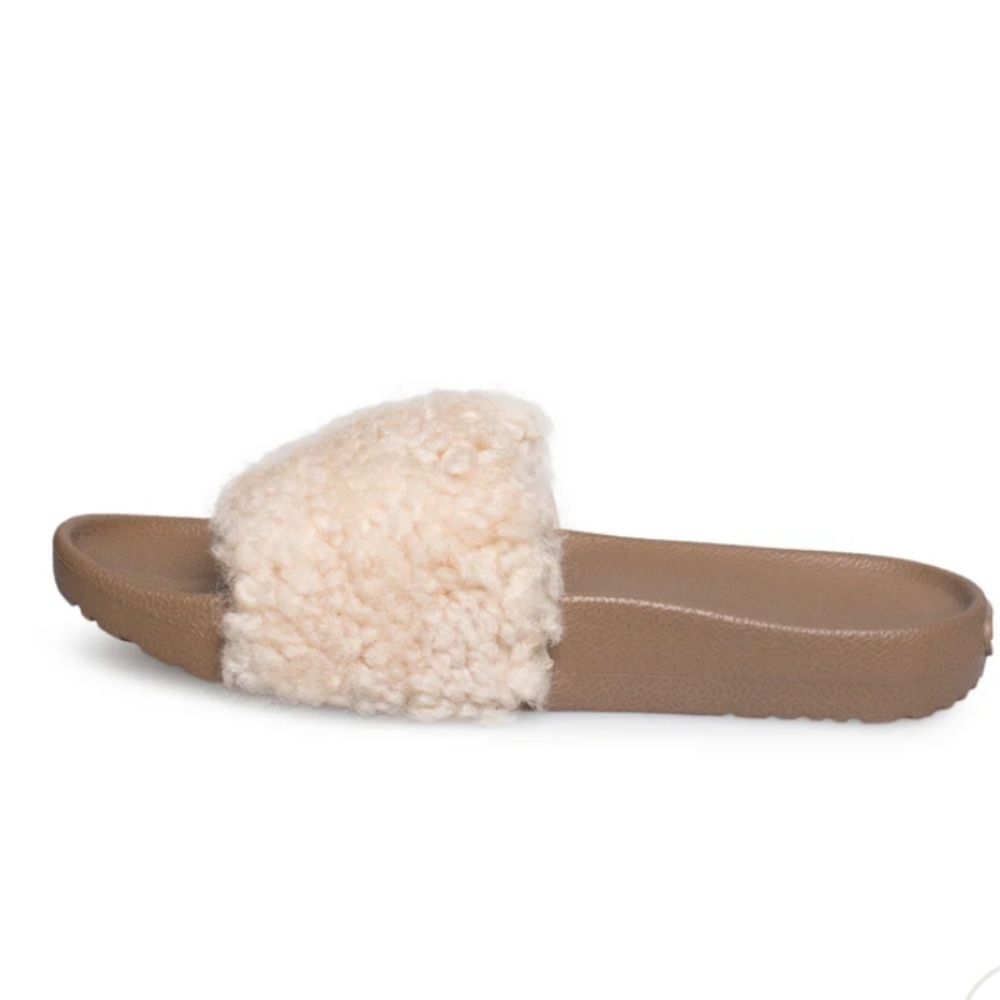 New Ugg Royale Natural Toscana Fur Curly Shearling Slide Slippers Size 8 - Picture 3 of 12
